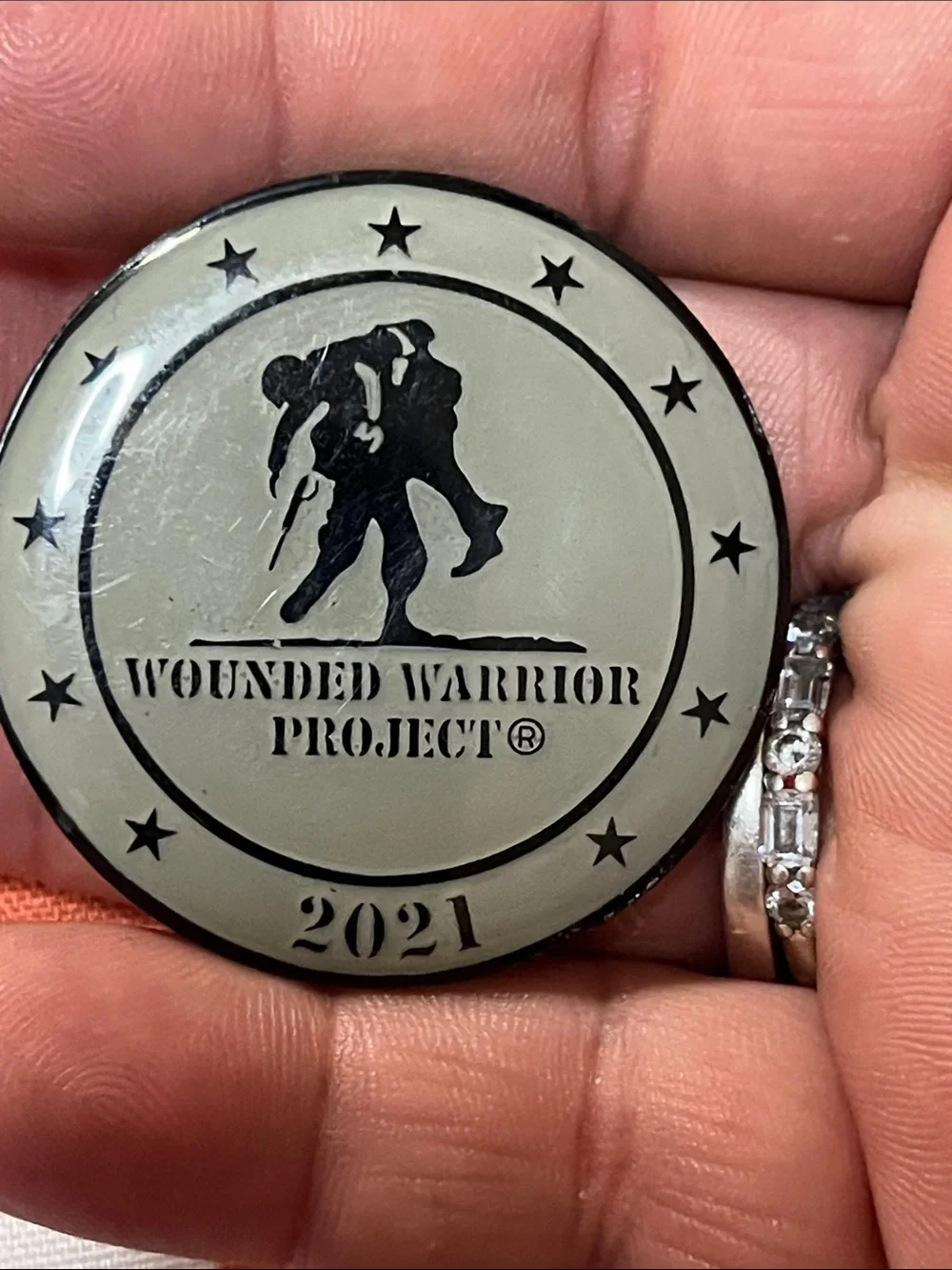 Wounded Warrior Project 2021 Gray Key & Card Holder with Ball Chain